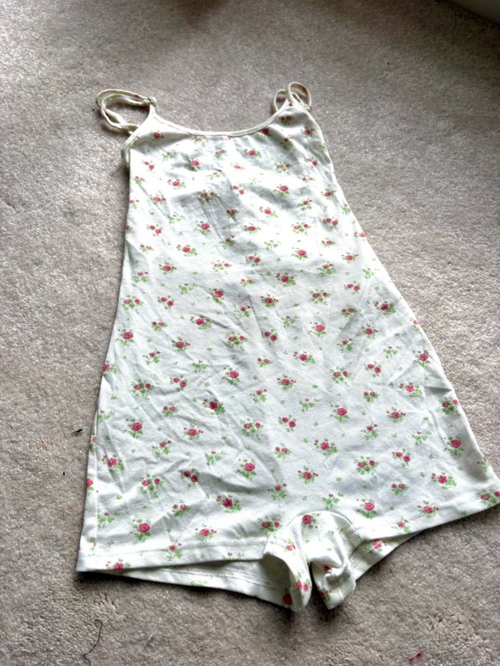 Edikted Cream Floral Romper with Pink Rose Print